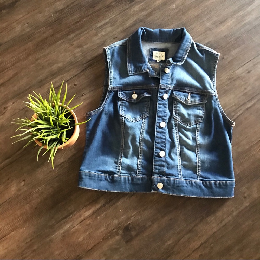 Wax Jean dark wash jean vest size 1XL
